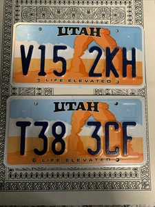 2007 Utah Arches Life Elevated Lot Of 2 Expired License Plates - Picture 1 of 11