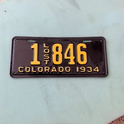 1934 Colorado License Plate (Lost)  #1-846 - Image 1 of 2