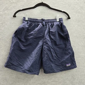 Patagonia Boys Baggies Shorts M Blue Logo Built In Liner Drawstring 6" Inseam - Picture 1 of 12