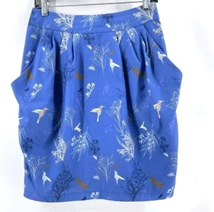 H&M Mujer Azul Colibrí Estampado Floral Bolsillos Falda Cremallera Trasera Talla 4 - Imagen 1 de 5