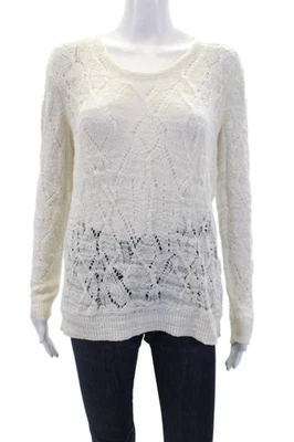 Suéter de punto abierto con cuello redondo de manga larga Rag & Bone para mujer blanco de algodón talla XS Foto 1 de 4