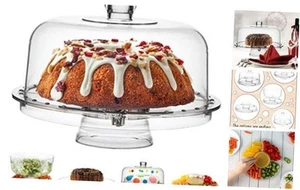 Cake Stand with Dome Cover (6 in 1) Multi-Functional Serving Platter Acrylic - Picture 1 of 7