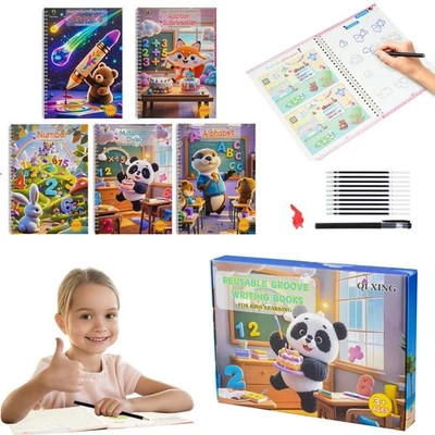 Libros de práctica de escritura Magic Grooved reutilizables libro de trabajo de escritura a mano para niños... Foto 1 de 4
