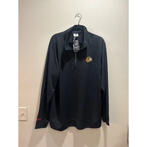 NUEVO CON ETIQUETAS NHL Chicago Blackhawks Hombres 2XL Negro 1/4 Cremallera Pullover Chaqueta Manga Larga - Imagen 1 de 8