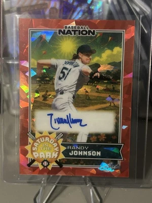 Leaf Baseball Nation Randy Johnson Orange Saturday in the Park 2025 automático 1/1 Foto 1 de 3