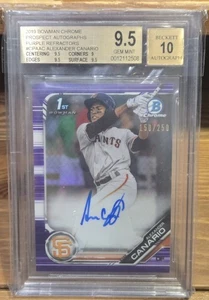 2019 Alexander Canario 1st Bowman Chrome Purple Auto - BGS 9.5 Gem Pirates!! - Bild 1 von 2