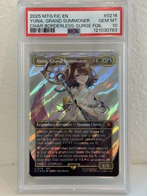 Yuna, Grand Summoner MTG Final Fantasy Char Borderless - Surge Foil #0216 PSA 10 - Image 1 of 4