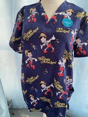 Pinocchio Cherokee Scrub Uniform Disney Tooniforms Sz XS Blue - Image 1 of 4