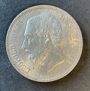 Belgium - Leopold II - Magnificent 5 Francs 1872 Silver - Beautiful Patina - Picture 1 of 2