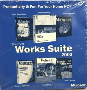 Microsoft Works Suite 2003 Software CD - Comes With Product Key, New SEALED - Picture 1 of 4