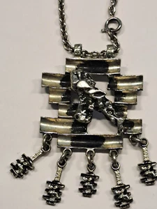 Modernist Brutalist Vintage 70 Er Jahre Halskette Anhänger - Bild 1 von 5