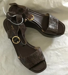 New Michael Kors Bridgette Leather Platform Peep Toe Wedge Sandals Wmns 8.5/39 - Picture 1 of 9