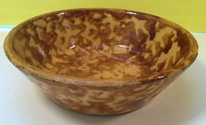 Antiguo tazón de esponja amarillo marrón y bronceado - Imagen 1 de 7