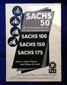 Sachs 50, 100, 150, 175, originale Werbung aus 1953 - Picture 1 of 1