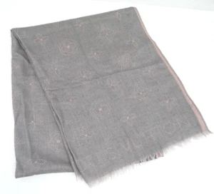 LOUIS VUITTON Scarf Cashmere Silk Monogram Gray x Pink Italy 38220002800 2 - Picture 1 of 12