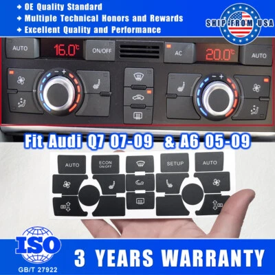 Calcomanías adhesivas de restauración de botón de control de clima de CA aptas para Audi A6 Q7 2007-09 Foto 1 de 4