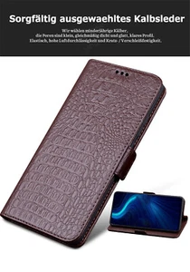 Luxus Echt Leder Tasche Magnetverschluss Flip Wallet Case Hülle Ständer für OPPO - Picture 1 of 17