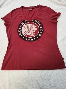 Genuine Indian Motorcycle Womens Red Tee Chief Logo Size XL NWOT - Picture 1 of 19