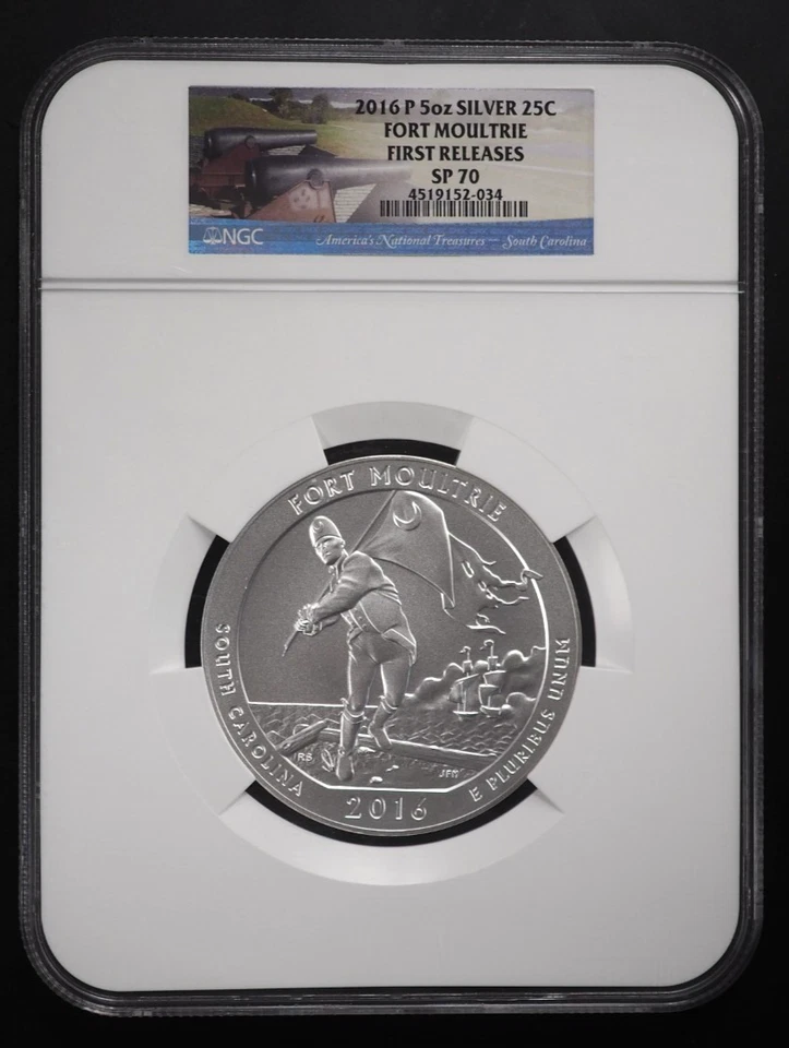 2016 P 5oz Silver ATB Fort Moultrie NGC SP 70 First Releases - FREE SHIP! - Image 1 of 2