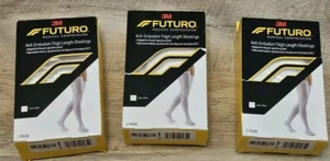 (3 Pk) FUTURO Anti-Embolism Stock Knee Length Closed Toe White Medium Moderate - Picture 1 of 3