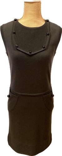 FAVOLOSO ABITO FENDI IN LANA GRIGIO SCURO CON DETTAGLI UNICI TASCHE BOTTONI S