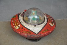 Vintage L-101 Litho Round Mechanical Space Ship Tin Toy , Japan?