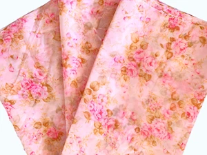 6 yds 1970's Vintage Semi-Sheer Floral Fabric Nylon Blend Chiffon 44" w - Picture 1 of 4