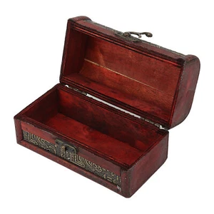 Scatola portaoggetti in legno vintage tesoro decorativa scatola petto scrigno - Foto 1 di 12