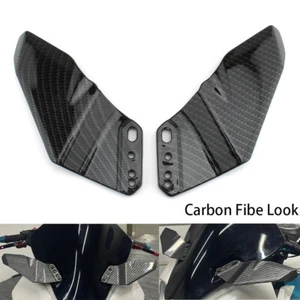 For Honda Kawasaki Carbon Fiber Look Front Fairing Winglet Fin Wing Kit Spoiler - Picture 1 of 10