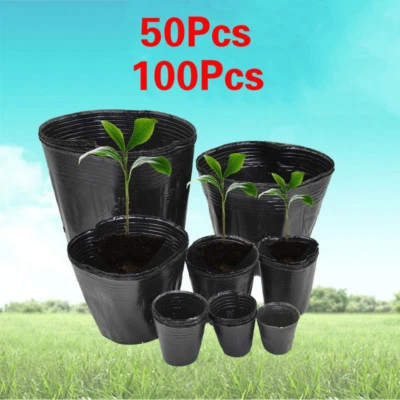 UK Black Home Garden Nursery Pot Plastic Plant Tray Box Pouch Holder Tool DIY - Image 1 of 4