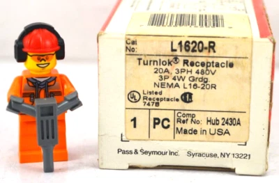 L1620-R Pass & Seymour *NOS* Turnlok Receptacle 20A 3PH 480V - Image 1 of 3