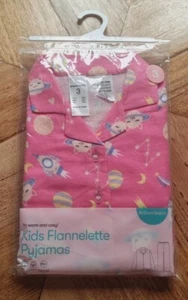Brilliant Basics - Girls Space Cat Bow Flannelette Pyjamas - Size 3 - Winter - Picture 1 of 5
