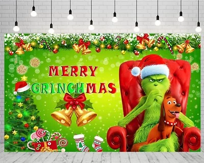 Christmas Backdrop w/the Grinch & Max - Brand New in Package!! - Image 1 of 4