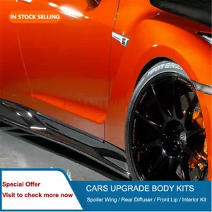 Carbon Fiber Side Skirt TS Style Fits GTR R35 Boards Extension 2 Pcs In Stock - Picture 1 of 4