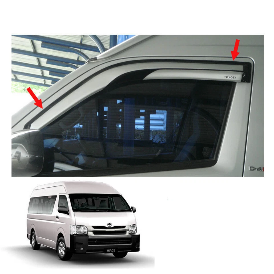 Deflector de viento protector contra el clima estilo Mugen para Toyota Hiace Commuter Van 2005-17 Foto 1 de 4
