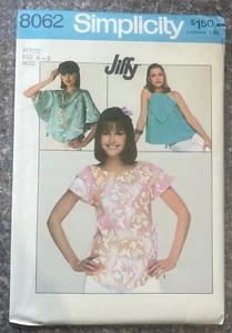 Vtg SIMPLICITY 8062 LADIES JIFFY (3 STYLE) TOP Sewing PATTERN - Size 6-8 - NEW - Afbeelding 1 van 4