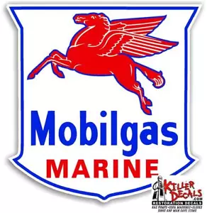 (MOBI-4-2) 12"X12" MOBIL MARINE GAS PEGUSUS SCUDO BENZINA DECALCOMANIA BARCA POMPA - Foto 1 di 1