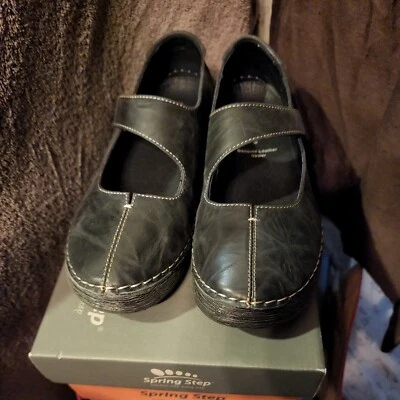 Spring Step Debutante Leather Mary Jane Comfort Flat Black sz 37 Women sz 6.5-7 - Image 1 of 4