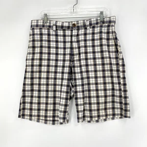 Pantalones Cortos Banana Republic Para Hombre a Cuadros Talla 33 Negro Cinturón Lazos Algodón Bolsillo - Imagen 1 de 9