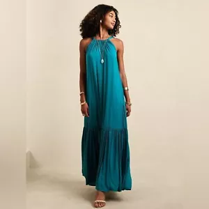 NWT BANANA REPUBLIC FACTORY Silky Halter Maxi Dress L - Picture 1 of 8