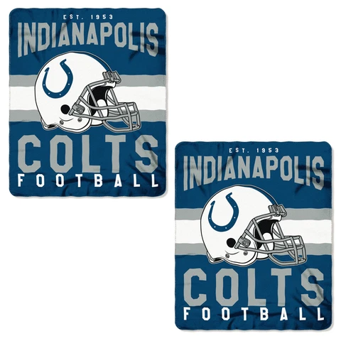 2pc Set NFL Indianapolis Colts Soft Fleece Throw Blanket 50" X 60" Cover