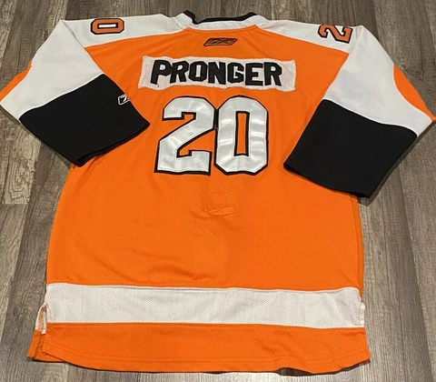 REEBOK NHL PHILADELPHIA FLYERS #20 CHRIS PRONGER JERSEY YOUTH SZ L VTG Cover