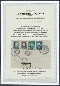 SELTEN Christkindl Reco Auslandsbrief Leitzettel, Zensur 31.12.1951 Geprüft - Picture 1 of 4