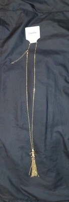 Calvin Klein Sautoir золотой тон моды подвеской ожерелье 38» + 3» расширение - Изображение 1 из 4