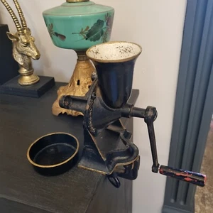 Spong Coffee Grinder Spong & Co Ltd England No.2 With Tray Red Handle Black Gold - Picture 1 of 12