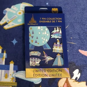2022 Walt Disney World EPCOT 50° Anniversario 7 Pin Collezione Box Set LE - Foto 1 di 2