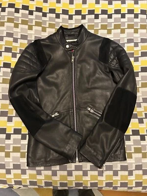 Mens Reiss Black Lamb Leather Biker/Racer Small - Image 1 of 4