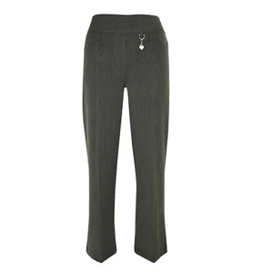 Girls GREY Pull Up HEART School Trousers Elasticated Waist - Picture 1 of 1