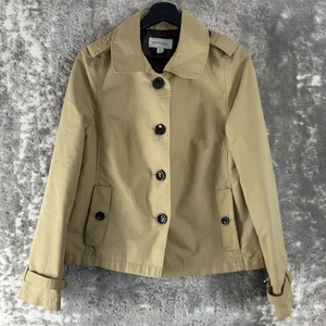 Meronia Size M Casual Outdoor Button Coat Beige Long Sleeve Collar - Picture 1 of 9