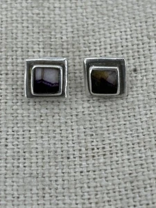 Pendientes cuadrados vintage de plata 925 y DERBYSHIRE BLUE JOHN - Imagen 1 de 8